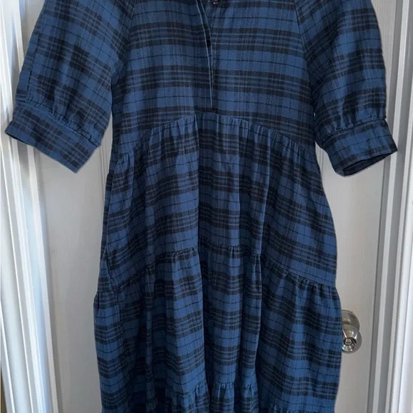 Natural Life Rebecca Midi Flannel Dress S Plaid Country Western Tiered Boho Soft - Picture 3 of 12